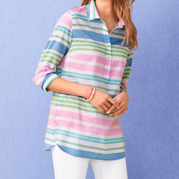 Talbots Tops - POPOVER TOP-BEACH CLUB STRIPE 2X, 💥NWOT